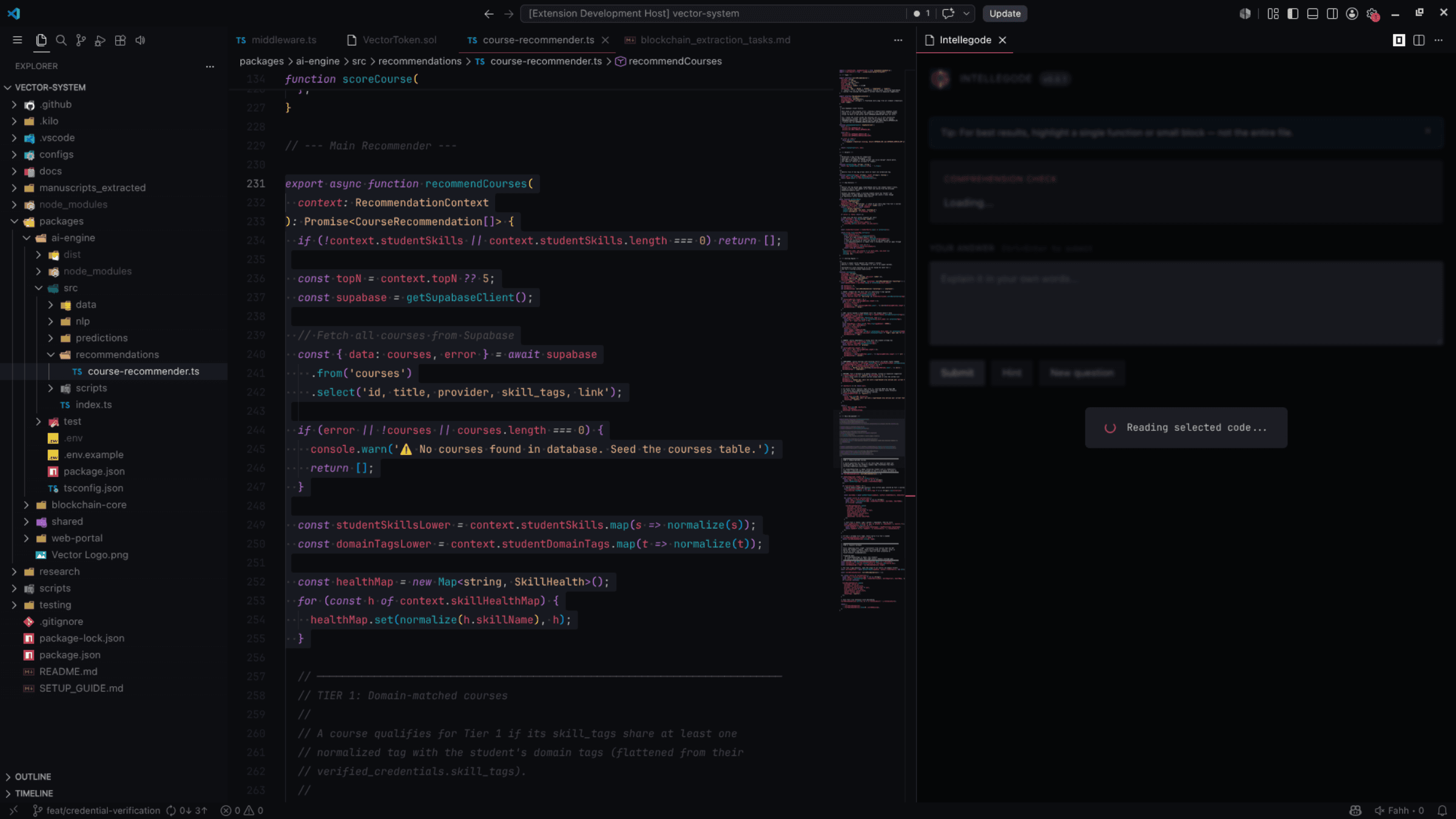 Intellegode - Code Selection UI